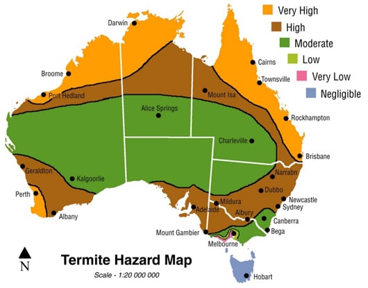 map of termites environments in australia